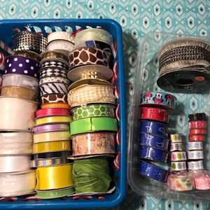 Lot of various Ribbon rolls for crafting, sewing, etc